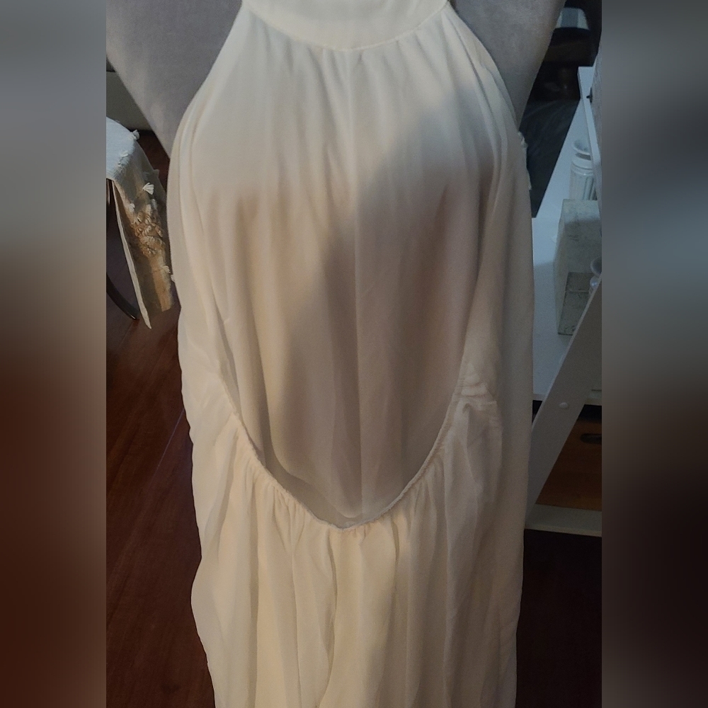 Be MARAKI GOTTA HAVE IT BACKLESS HALTER WIDE LEG JUMPSUIT - WHITE - Picture 6 of 7